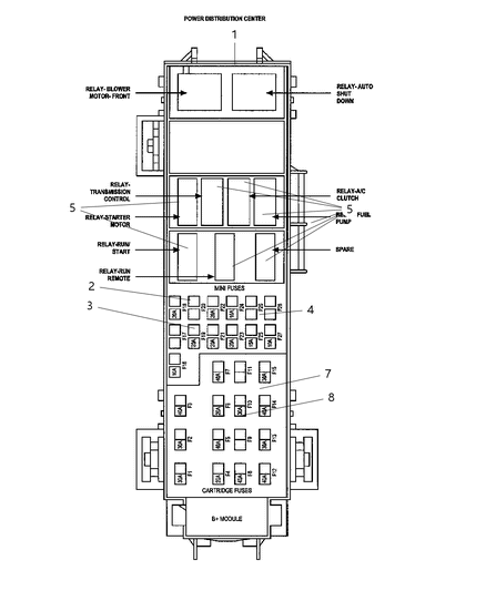 2004 Dodge Durango Power Distribution Center Diagram for 56049097AD