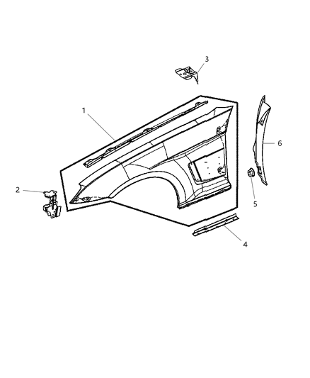 2007 Chrysler Crossfire Fender, Front Passenger Side Diagram for 5099706AA