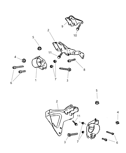 2004 Dodge Dakota Mount Bracket, Passenger Side Diagram for 52021840AA
