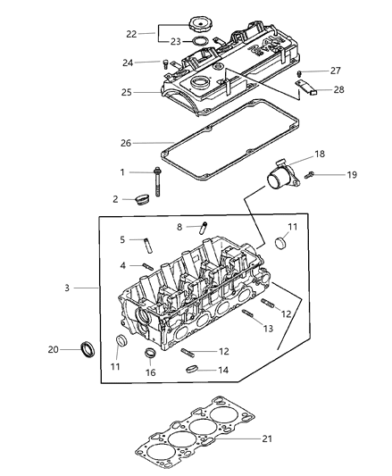2002 Chrysler Sebring Coupe Cylinder Head Diagram 1 - Thumbnail