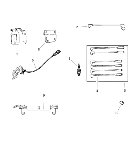 1998 Jeep Grand Cherokee Spark Plugs, Cables & Coils Diagram 2 - Thumbnail