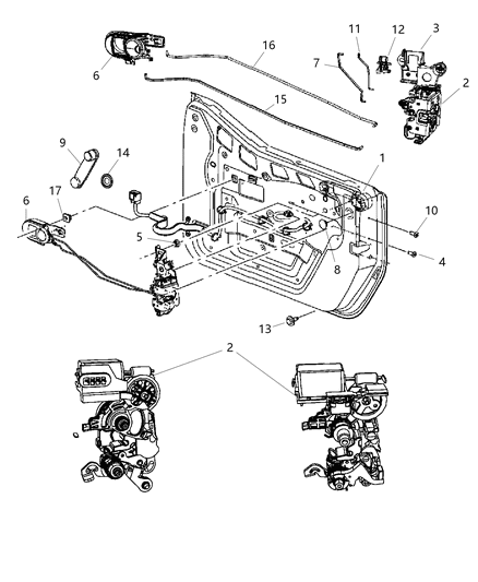 2015 Jeep Wrangler Front Door, Hardware Components Diagram 2 - Thumbnail