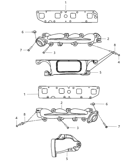 2009 Chrysler Aspen Exhaust Manifolds & Heat Shields Diagram 3 - Thumbnail