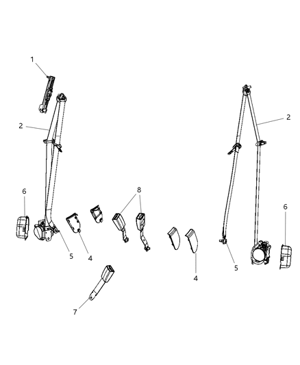 2011 Dodge Journey Adjuster, Front Diagram for 4664338AD