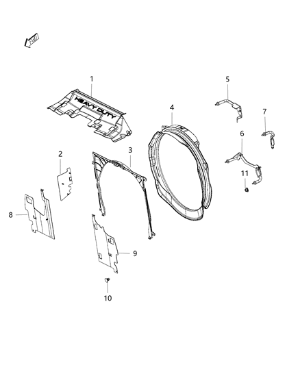 2016 Ram 3500 Cab Chassis(<10K lb.) Radiator Seals, Shields, Baffles, And Shrouds Diagram 2 - Thumbnail