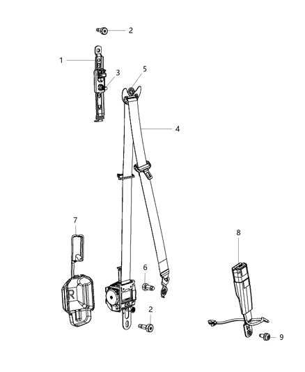 2019 Dodge Durango Seat Belts First Row Diagram
