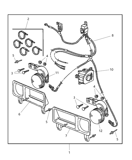 2001 Dodge Ram 1500 Install Package Fog Light Diagram for 82205657