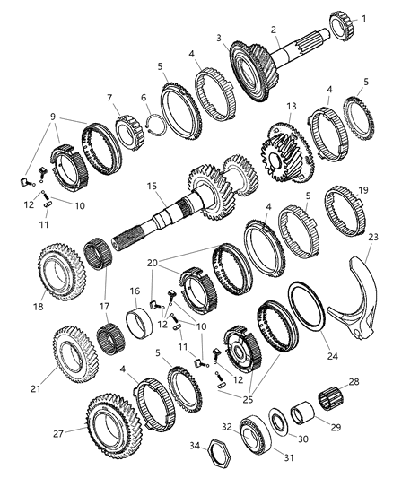 2000 Dodge Ram 3500 Quad & Club Cab Gear Train of Manual Transmission Diagram 4 - Thumbnail