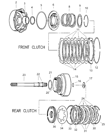 1998 Jeep Grand Cherokee Clutch, Front & Rear With Gear Train Diagram 1 - Thumbnail