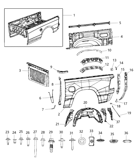 2020 Ram 1500 New Style Pickup Box Diagram 2 - Thumbnail
