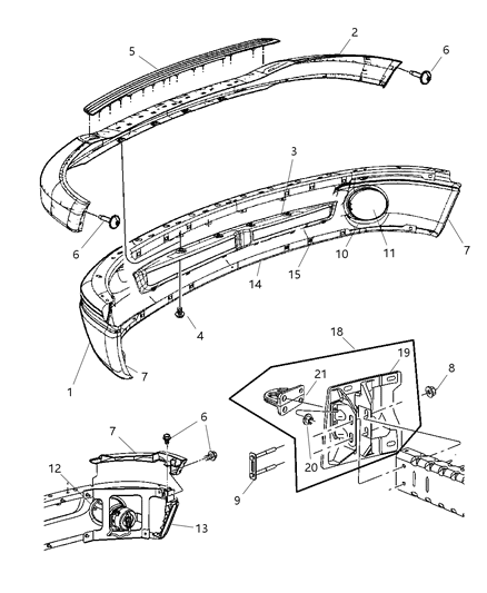 2007 Dodge Ram 3500 Pickup Front Bumper, Bright Diagram