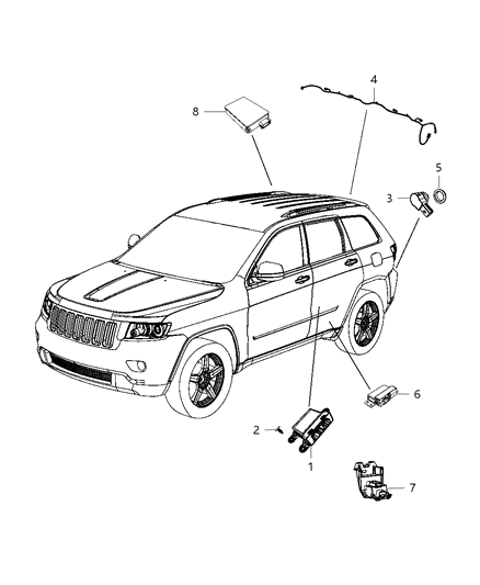 2012 Jeep Grand Cherokee Wiring Rear Fascia Diagram for 68078322AB