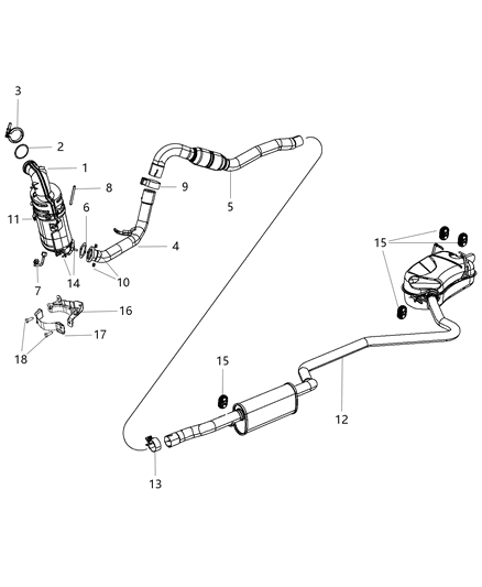 2014 Dodge Journey Muffler Resonator And Tailpipe Exhaust Diagram for 68090619AC