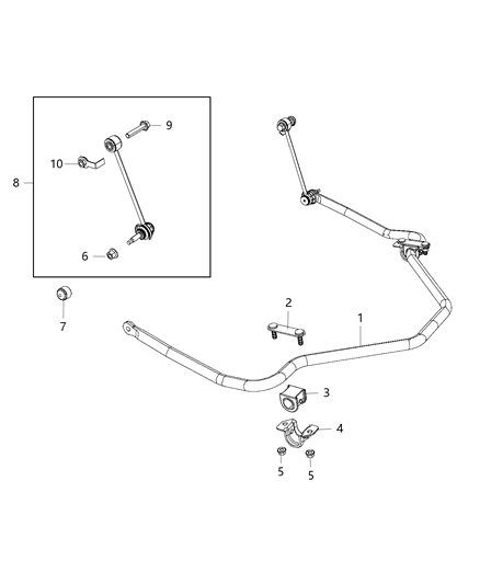 2020 Ram 3500 Cab Chassis(<10K lb.) Stabilizer Bar - Rear Diagram
