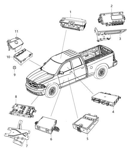 2017 Ram 3500 Cab Chassis(<10K lb.) Modules, Body Diagram