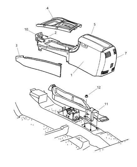2001 Dodge Intrepid Console, Floor Diagram 1 - Thumbnail