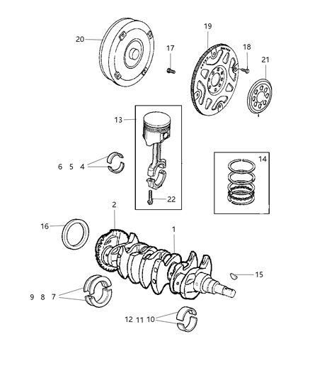 2004 Chrysler PT Cruiser Crankshaft , Piston , Driveplate & Torque Converter Diagram 4 - Thumbnail