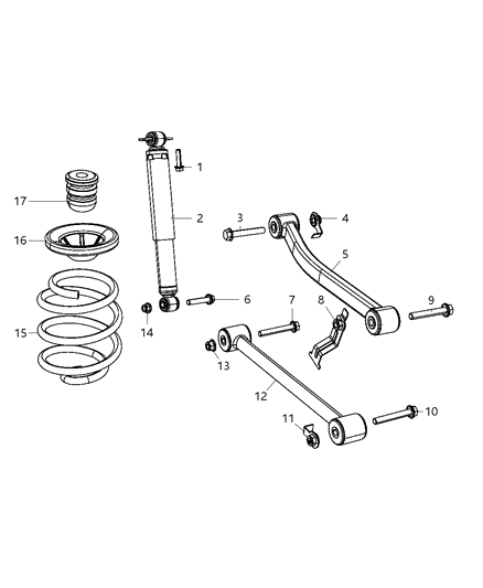 2011 Jeep Wrangler Arm Lower Control Rear Diagram for 52060021AE