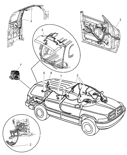 2003 Dodge Durango Socket & Wire Diagram for 55076617