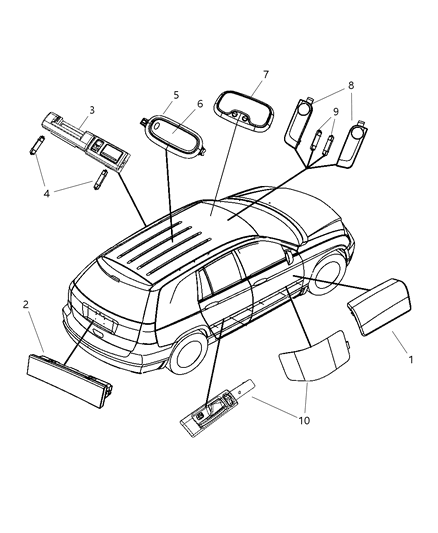 2008 Chrysler Pacifica Lamp Dome And Reading Diagram for 1AN73DW1AA