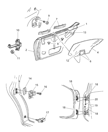 1998 Dodge Neon Door, Rear Diagram 2 - Thumbnail