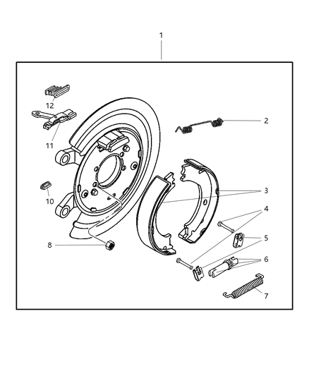 2003 Dodge Ram Van Shoe And Lining Kit Parking Brake Diagram for 5093703AA