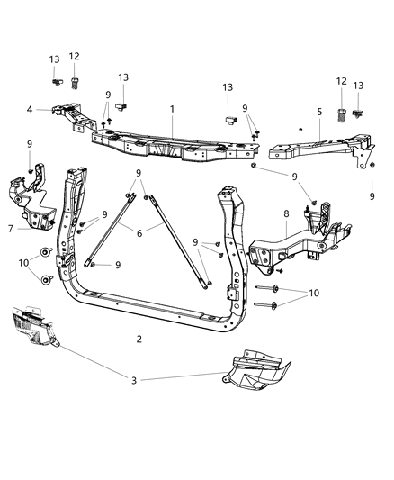 2011 Jeep Grand Cherokee Support Bracket, Driver Side Diagram for 5156135AA