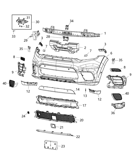 2018 Jeep Grand Cherokee Spat Front Fascia Diagram for 68299199AB