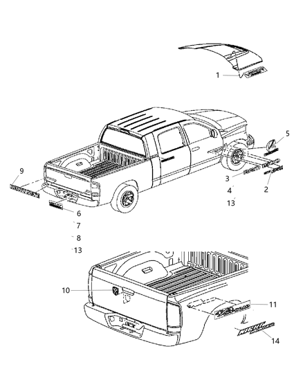 2006 Dodge Ram 1500 Nameplate [Laramie] Diagram for 55077670AB