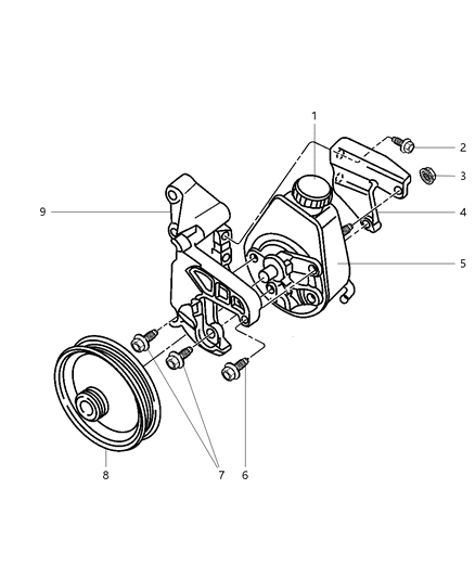 1998 Dodge Ram 3500 Regular Cab Power Steering Pump & Mounting Diagram 4 - Thumbnail
