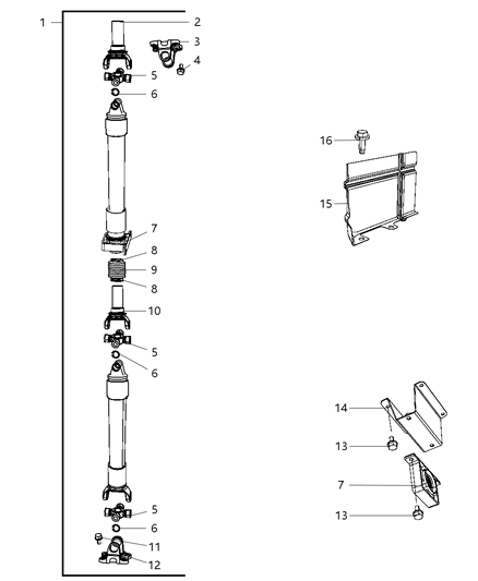 2008 Dodge Dakota Shield Center Bearing Diagram for 52123000AA