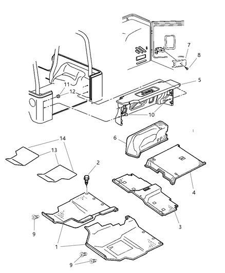 2006 Jeep Wrangler Rear Panel, Slate Gray Diagram for 5GY841DVAE