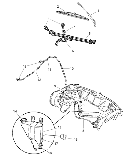 1999 Dodge Ram 3500 Regular Cab Windshield Wiper & Washer Diagram