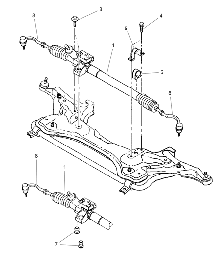 1999 Chrysler Sebring Steering Gear Diagram for 4656156AB
