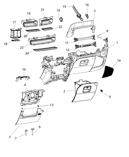 2018 Jeep Wrangler All-new Model Instrument Panel Lower Diagram