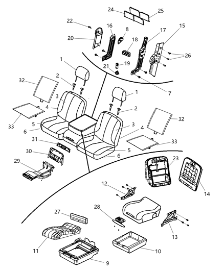 2010 Dodge Ram 2500 Headrest, Gray, Front Diagram for 1RT35XDVAA