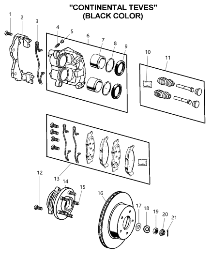 2002 Jeep Grand Cherokee Hub Assembly, Front Diagram for 52098679AD
