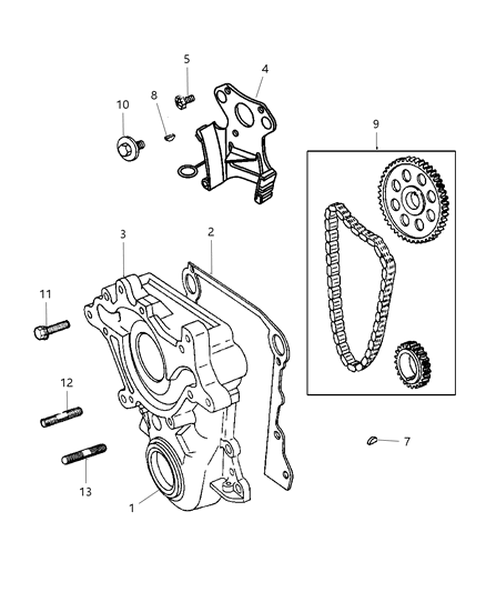 1998 Dodge Ram 1500 Regular Cab Timing Gear & Cover Diagram 1 - Thumbnail