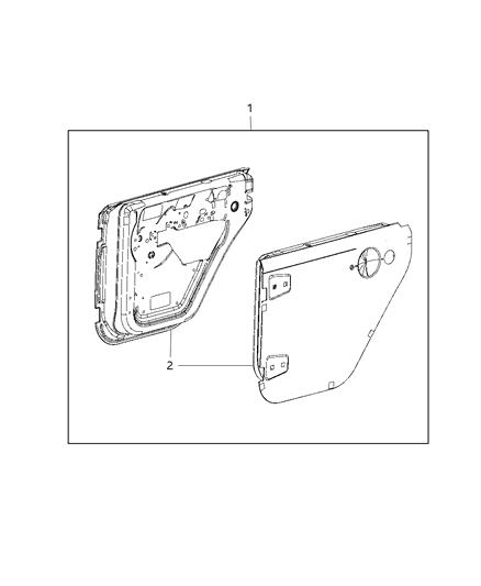2018 Jeep Wrangler JK (Previous-generation) Door Kit, Half Hard Diagram 2 - Thumbnail