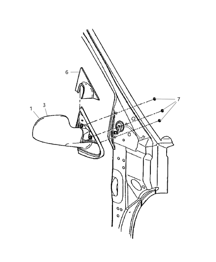 2007 Dodge Caravan Mirror Assembly, Front Passenger Side Diagram for 4894410AE