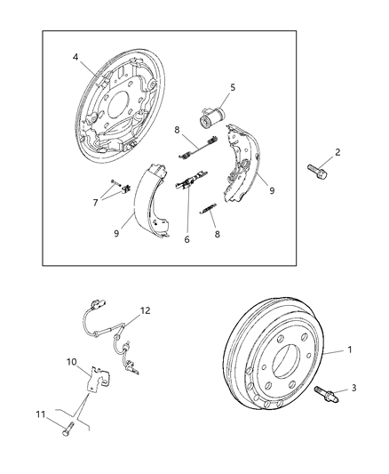 2019 Ram ProMaster City Brake Drum, Rear Diagram for 68317238AA