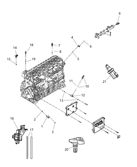 2008 Dodge Ram 3500 Sensor Temperature Sending Unit Diagram for 5114413AA