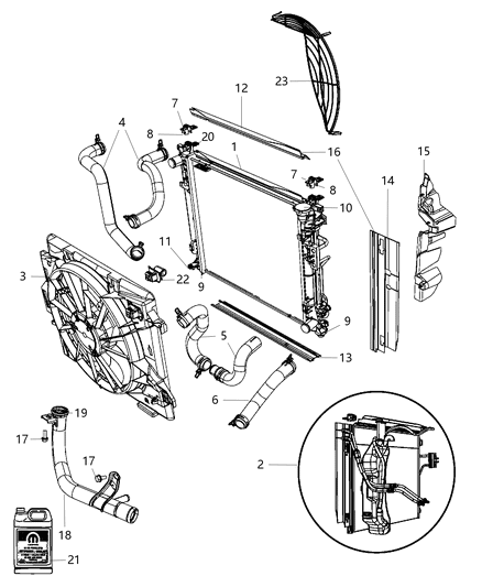 2009 Chrysler Town & Country Radiator Lower Insulator Diagram for 68048403AA