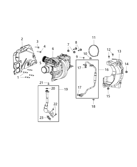 2018 Jeep Wrangler All-new Model Turbocharger And Oil Hoses / Tubes Diagram 1 - Thumbnail