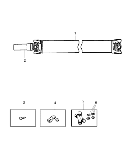 2002 Dodge Ram 2500 Quad & Club Cab Propeller Shaft - Rear Diagram 1 - Thumbnail