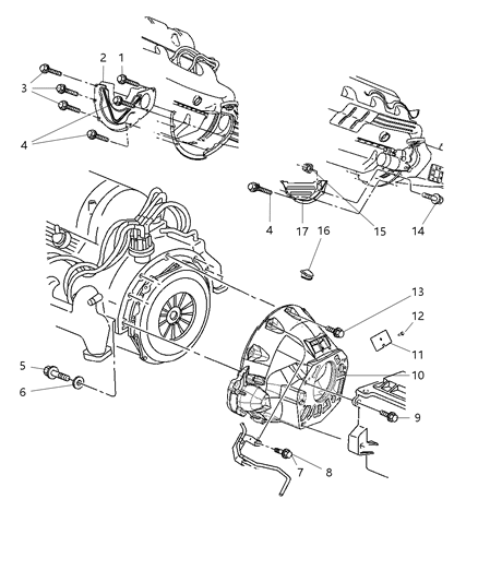 1998 Dodge Ram 3500 Regular Cab Housing & Pan, Clutch Diagram