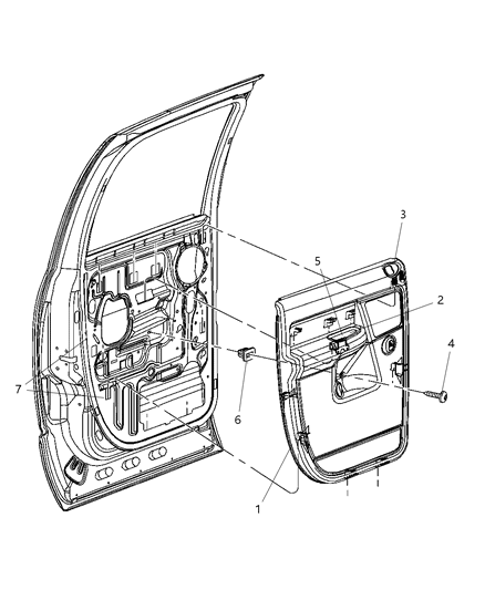 2008 Dodge Ram 3500 Cab Chassis Rear Door Trim Panel Diagram