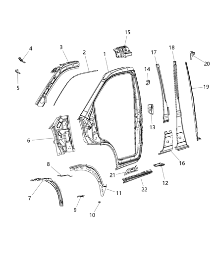 2014 Ram ProMaster 3500 Aperture Panel, Front Outer Driver Side Diagram for 68167535AA
