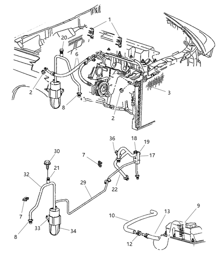 1998 Dodge Durango Liquid Line, Front Diagram for 5010423AA