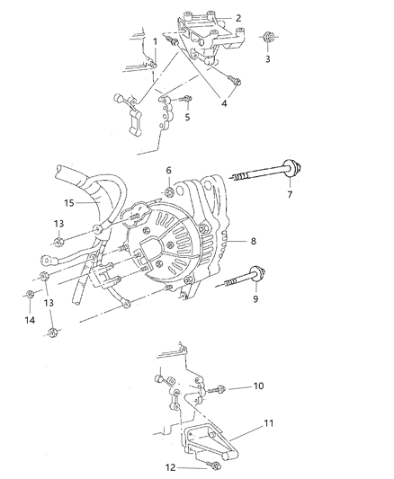 1997 Jeep Grand Cherokee Alternator & Mounting Diagram 1 - Thumbnail